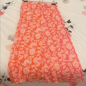 French Connection Floral A-Line Skirt in Orange and Pink